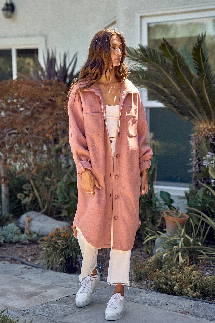 Amelia Long Jacket-Dusty Rose