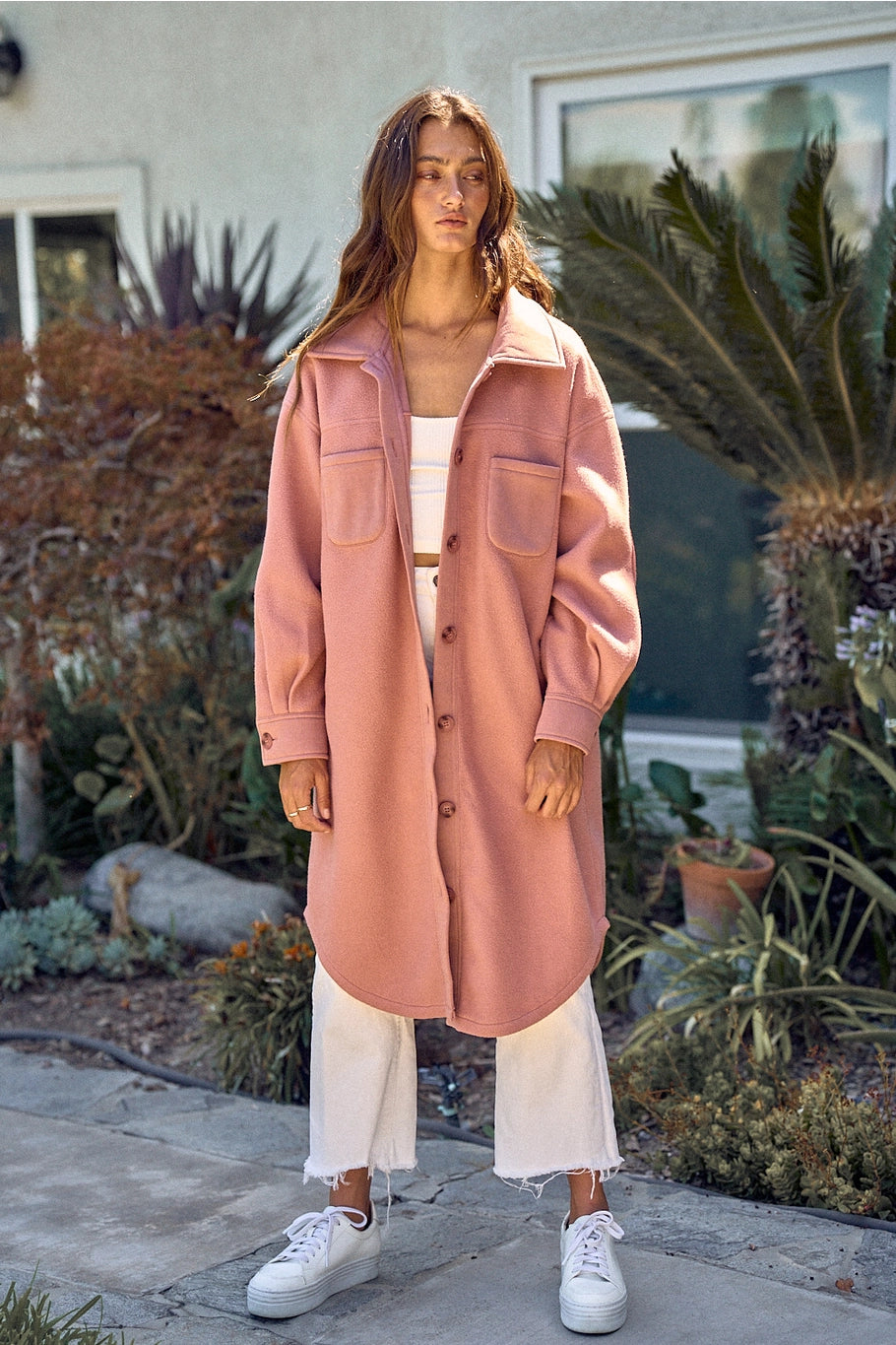 Amelia Long Jacket-Dusty Rose