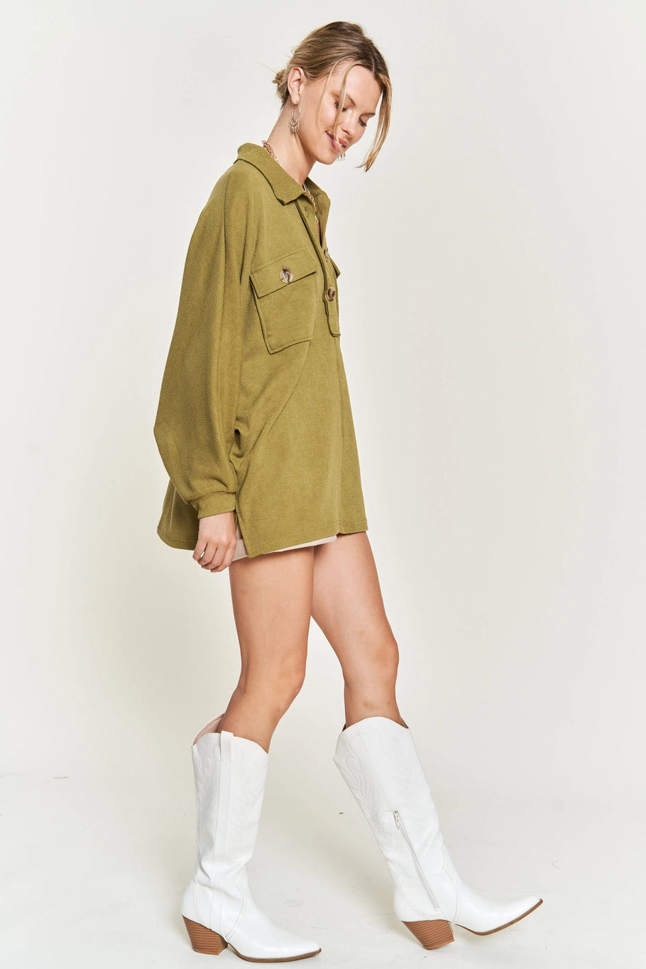Jane Oversized Top-Olive
