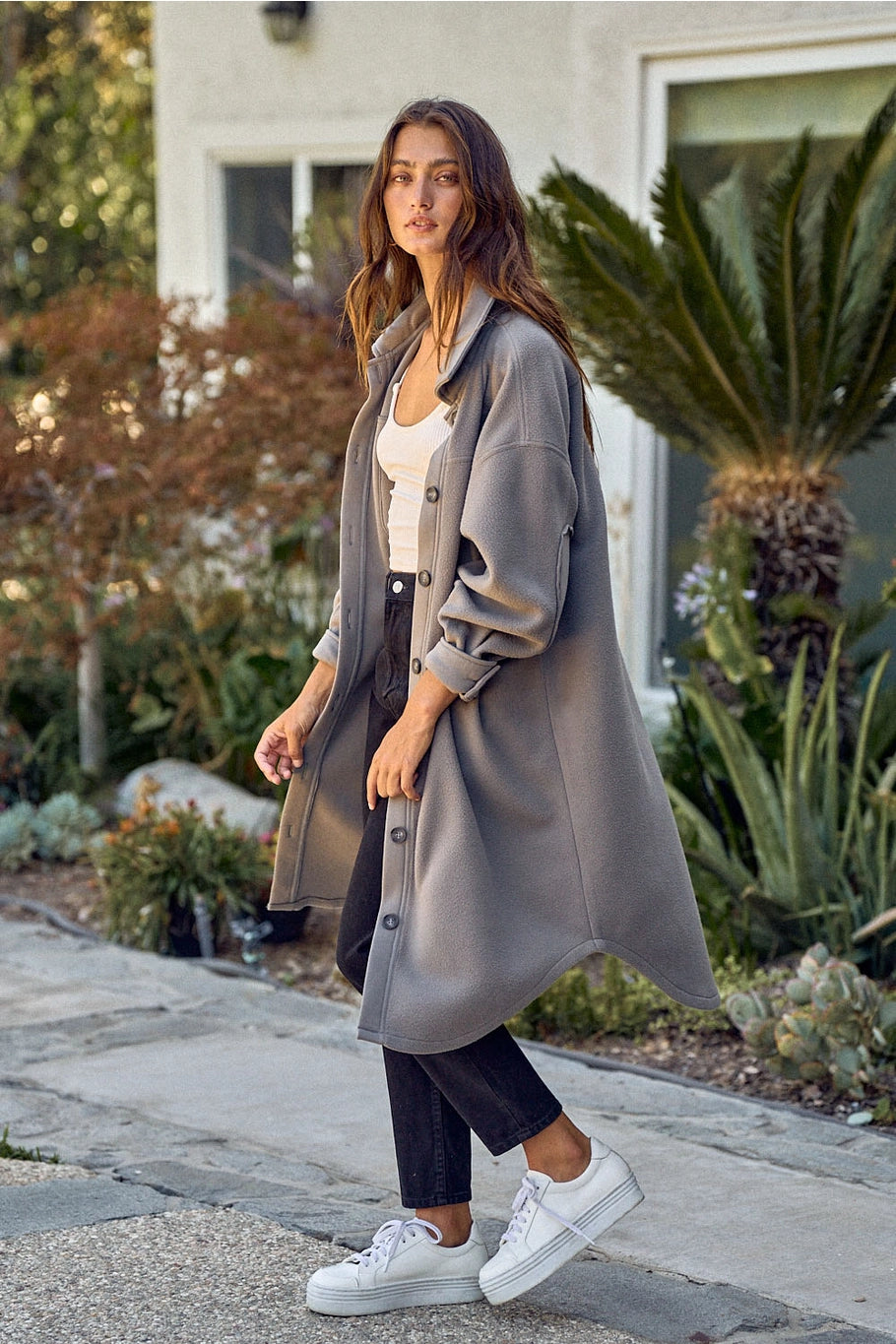 Amelia Long Jacket-Charcoal