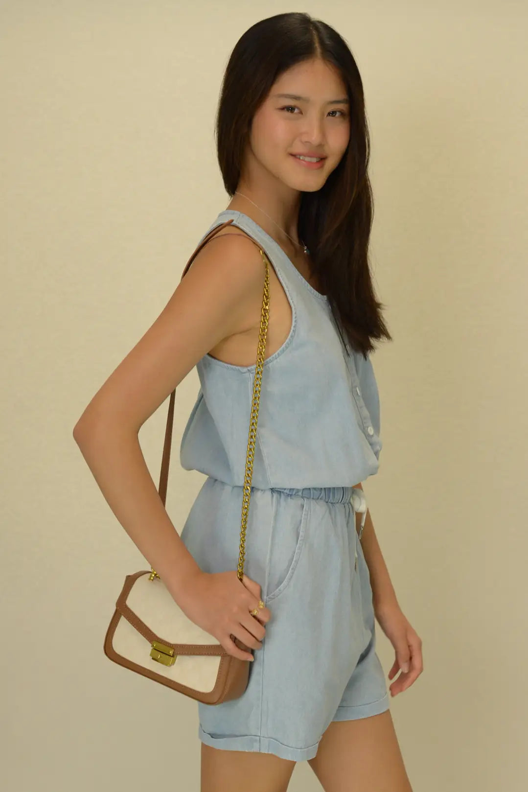Lillian Denim Romper
