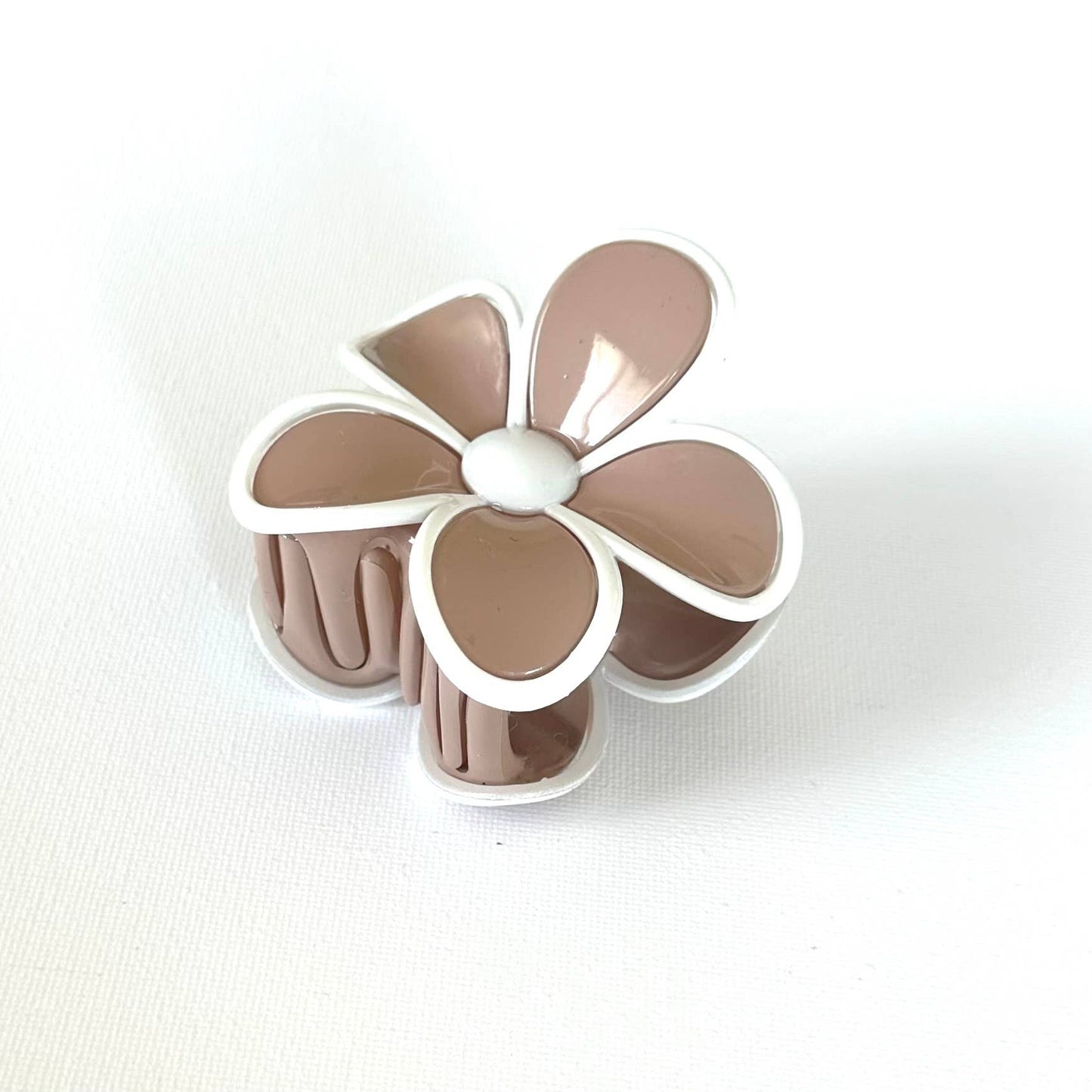 Flower Hair Claw Beige and White