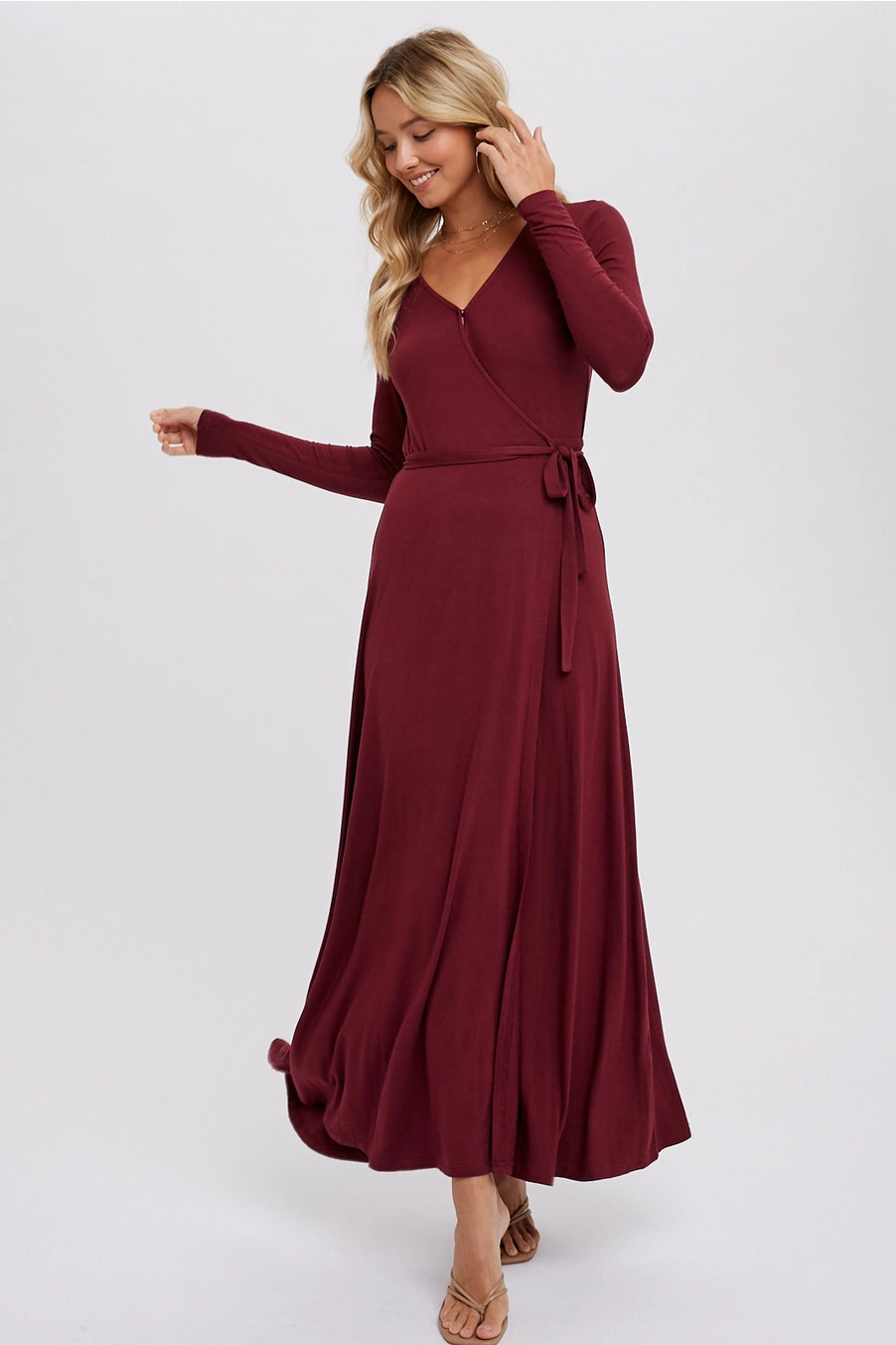 Merlot Maxi Wrap Dress