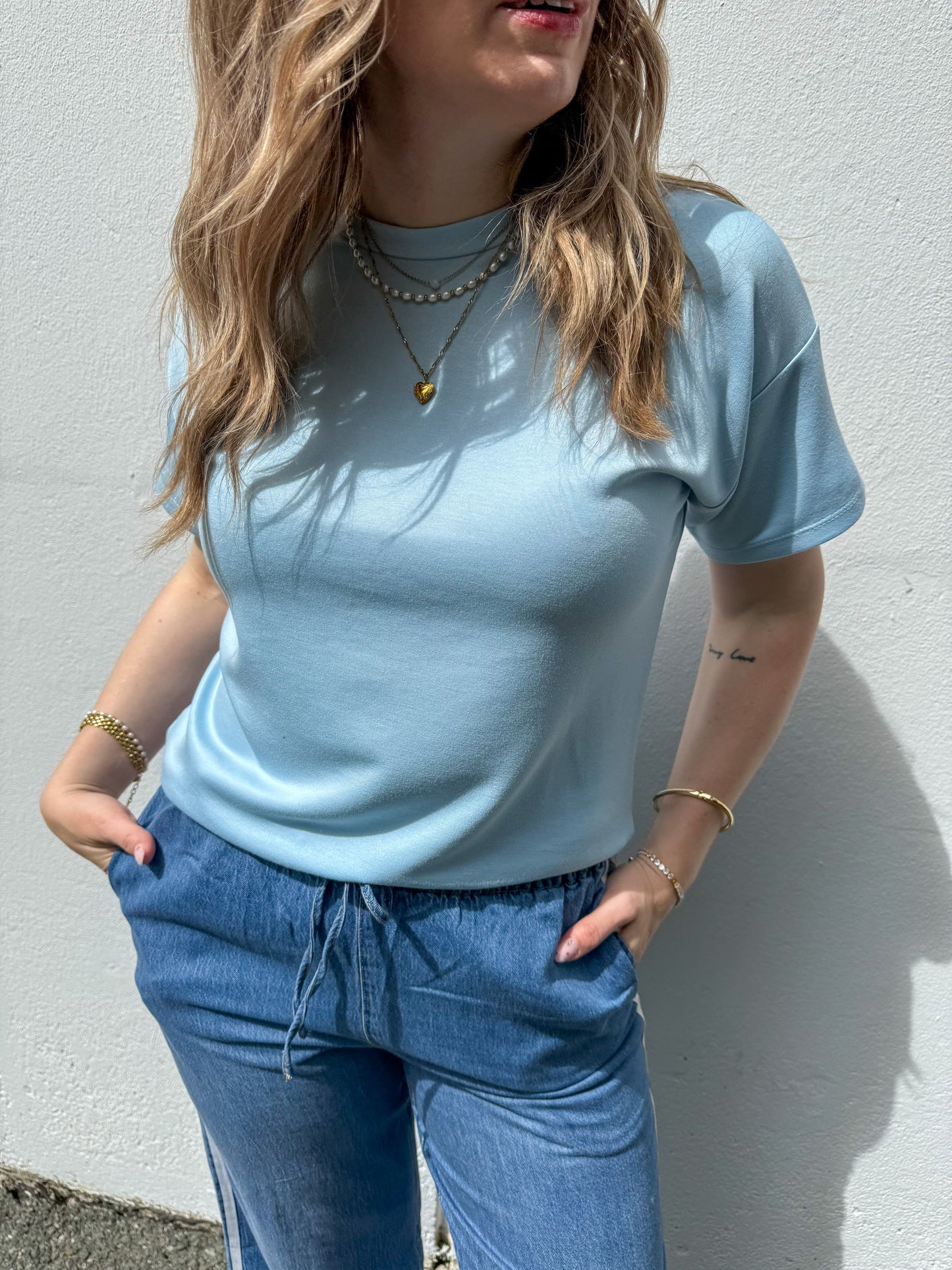 Everyday Boxy Crewneck Tee in Blue