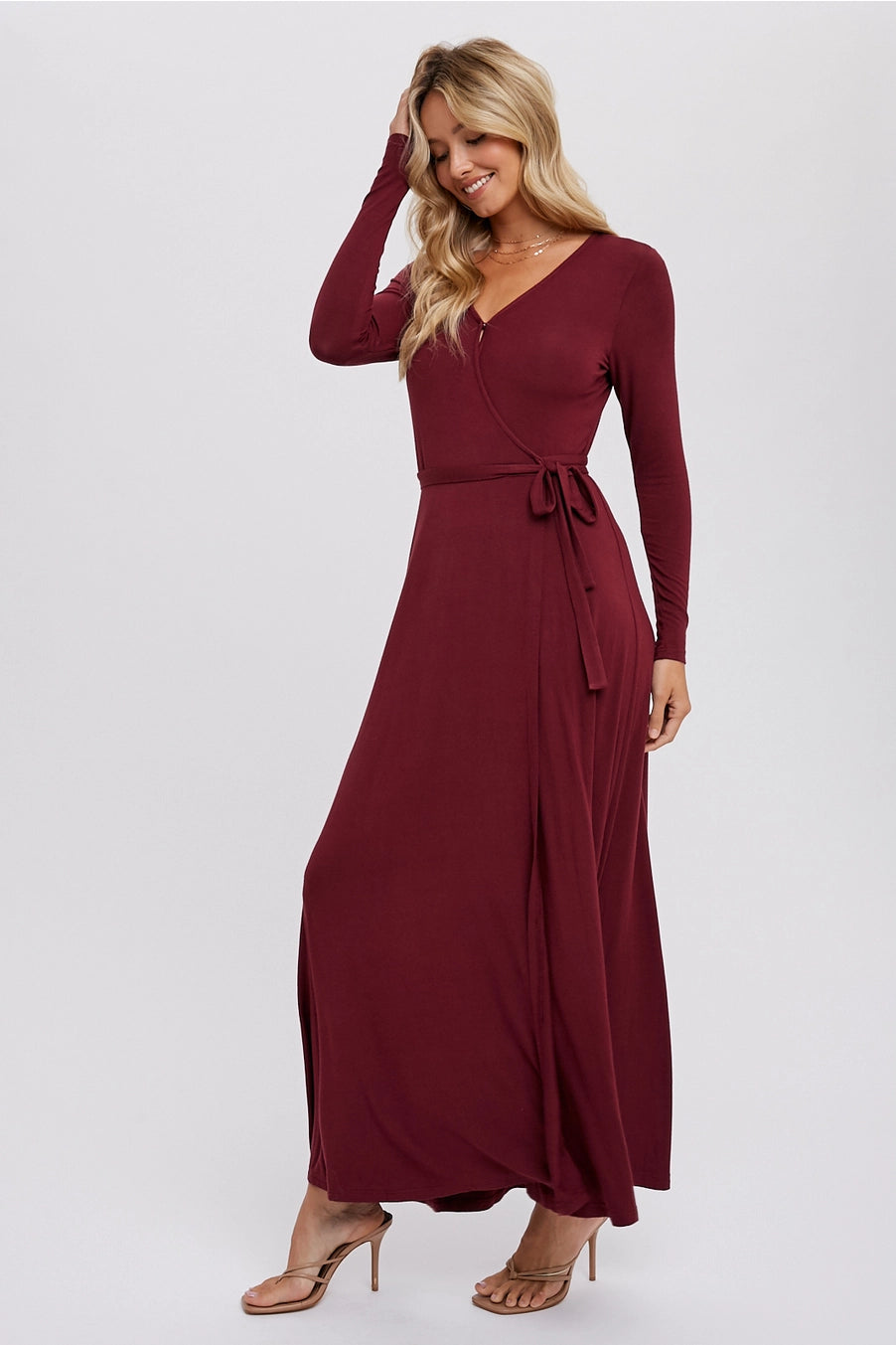 Merlot Maxi Wrap Dress