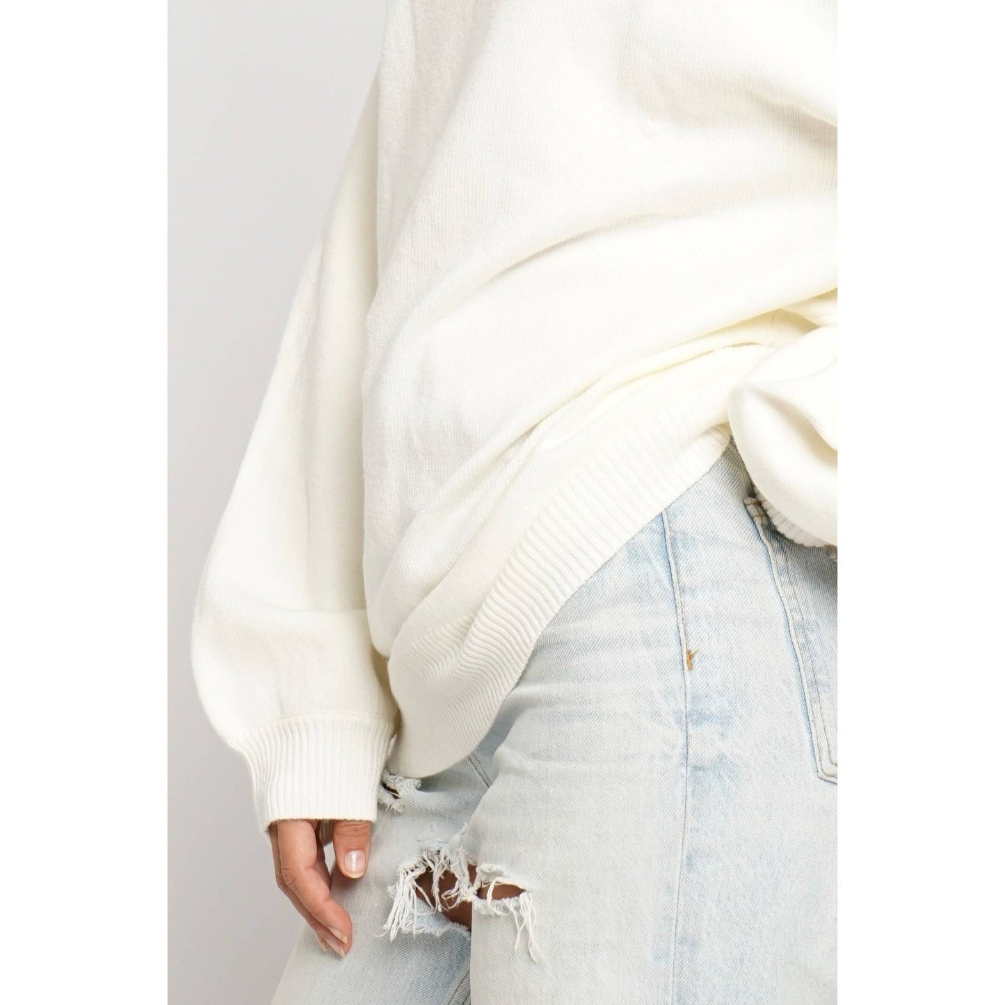 No Problem Tunic Sweater-Cream