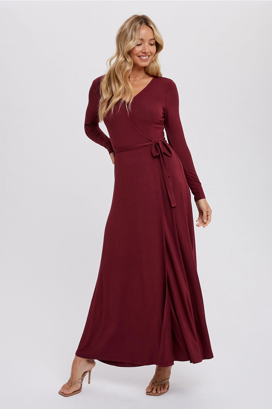 Merlot Maxi Wrap Dress
