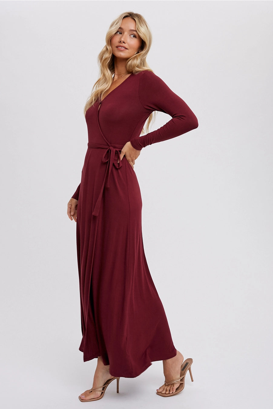 Merlot Maxi Wrap Dress