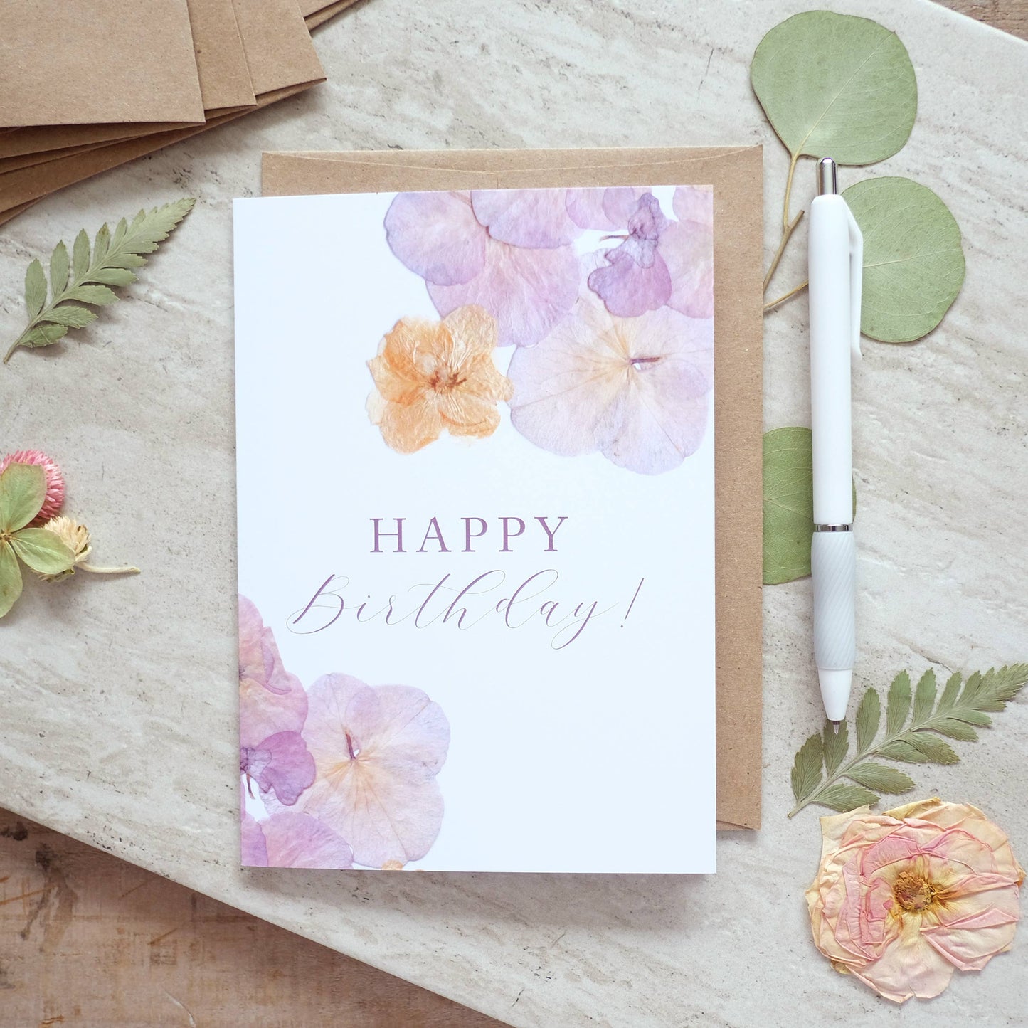 Happy Birthday Antique Purple Pansy Card