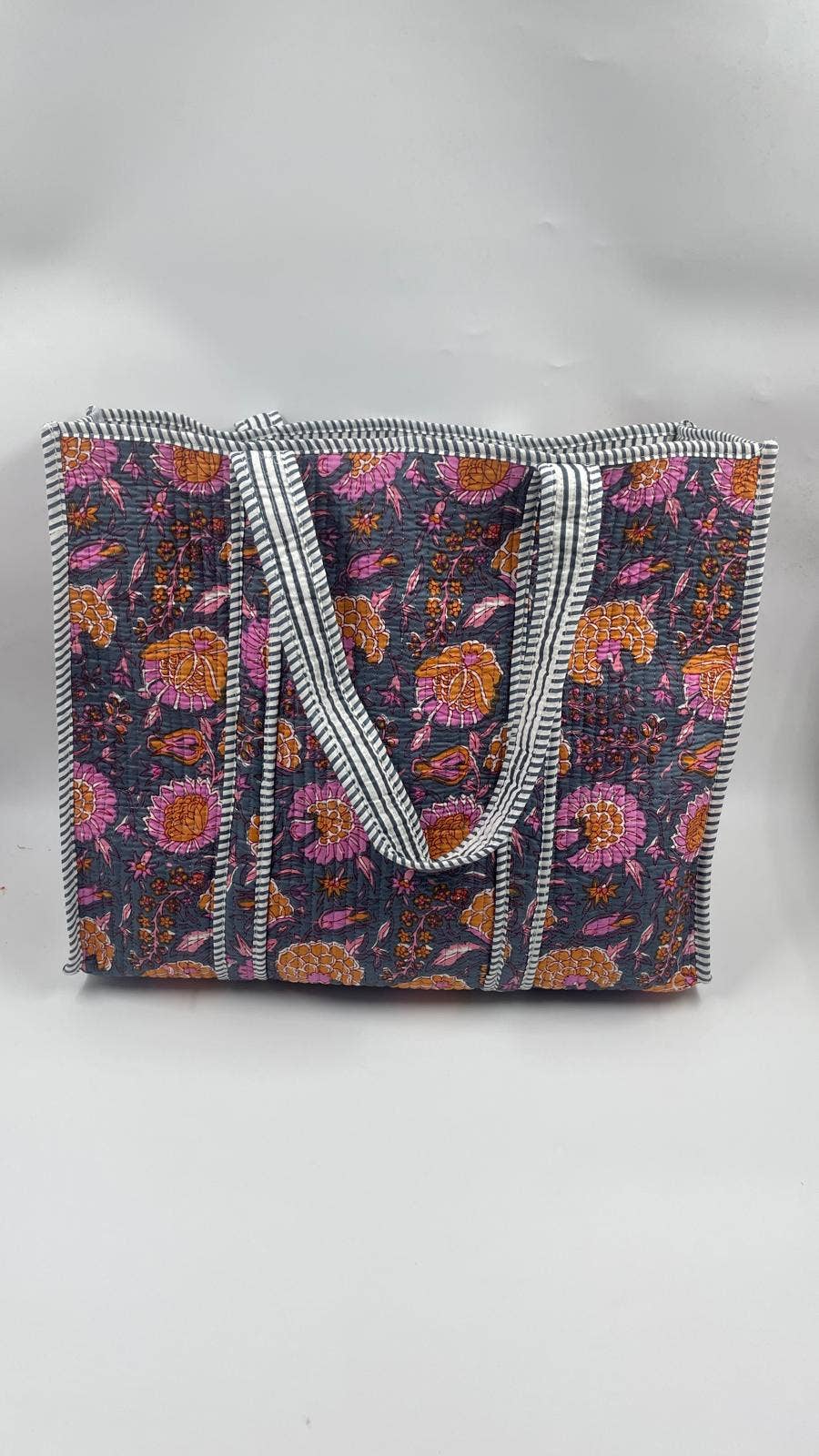 Marsha Kantha Quilted Boho Floral Reversible Tote Bag