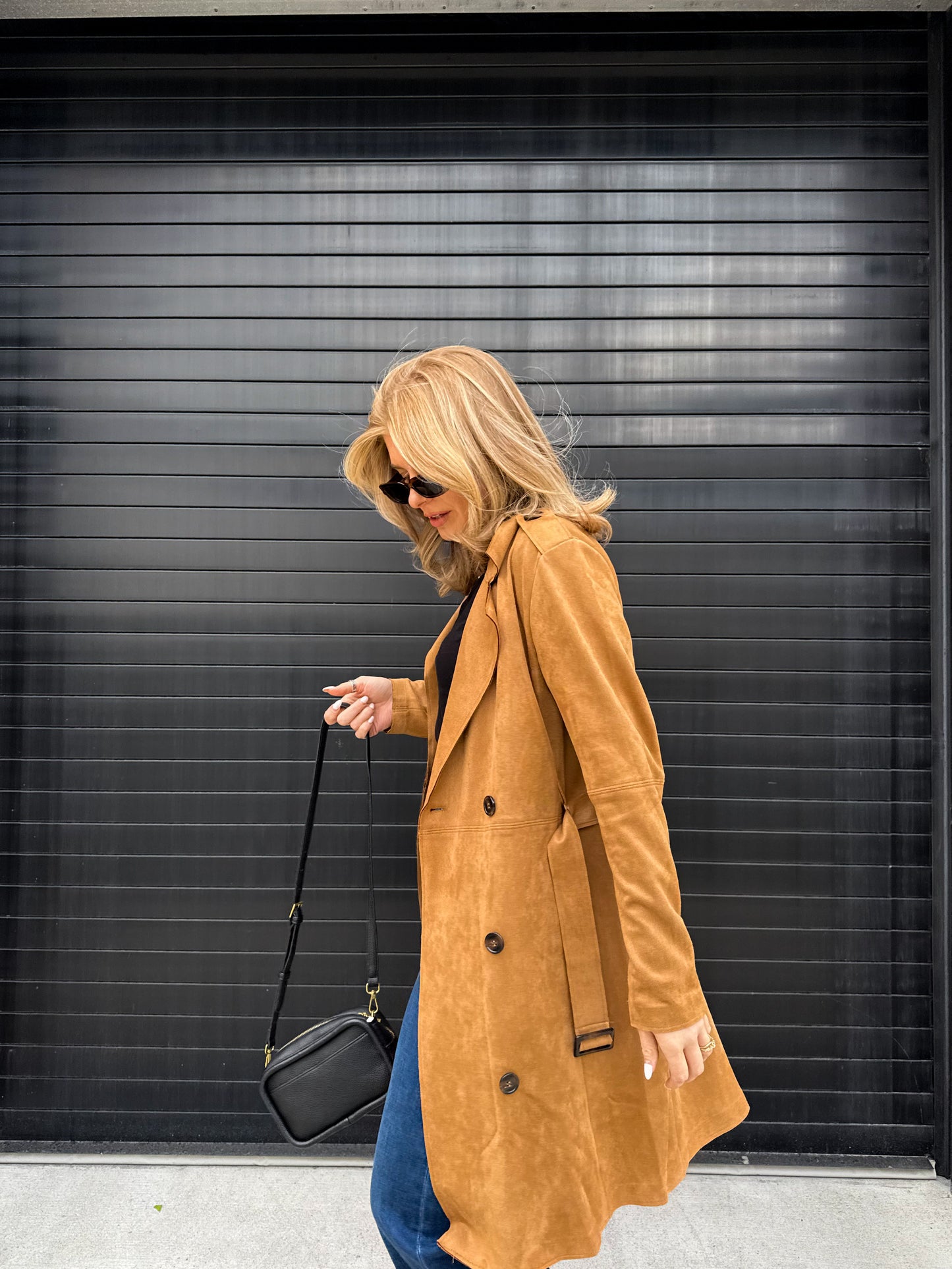 Arienne Faux Suede Trench Coat