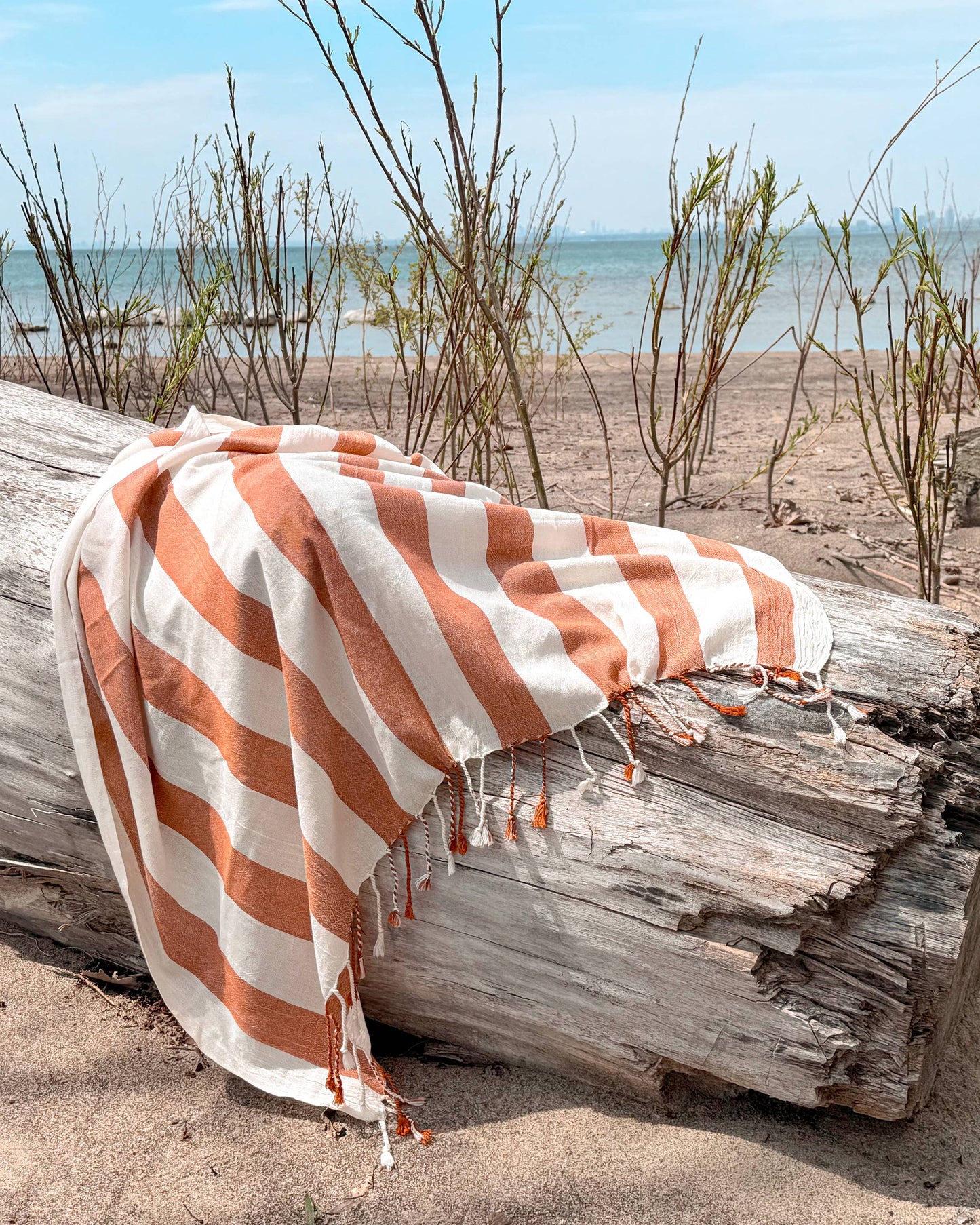 Striped Turkish Beach Towels in Orange