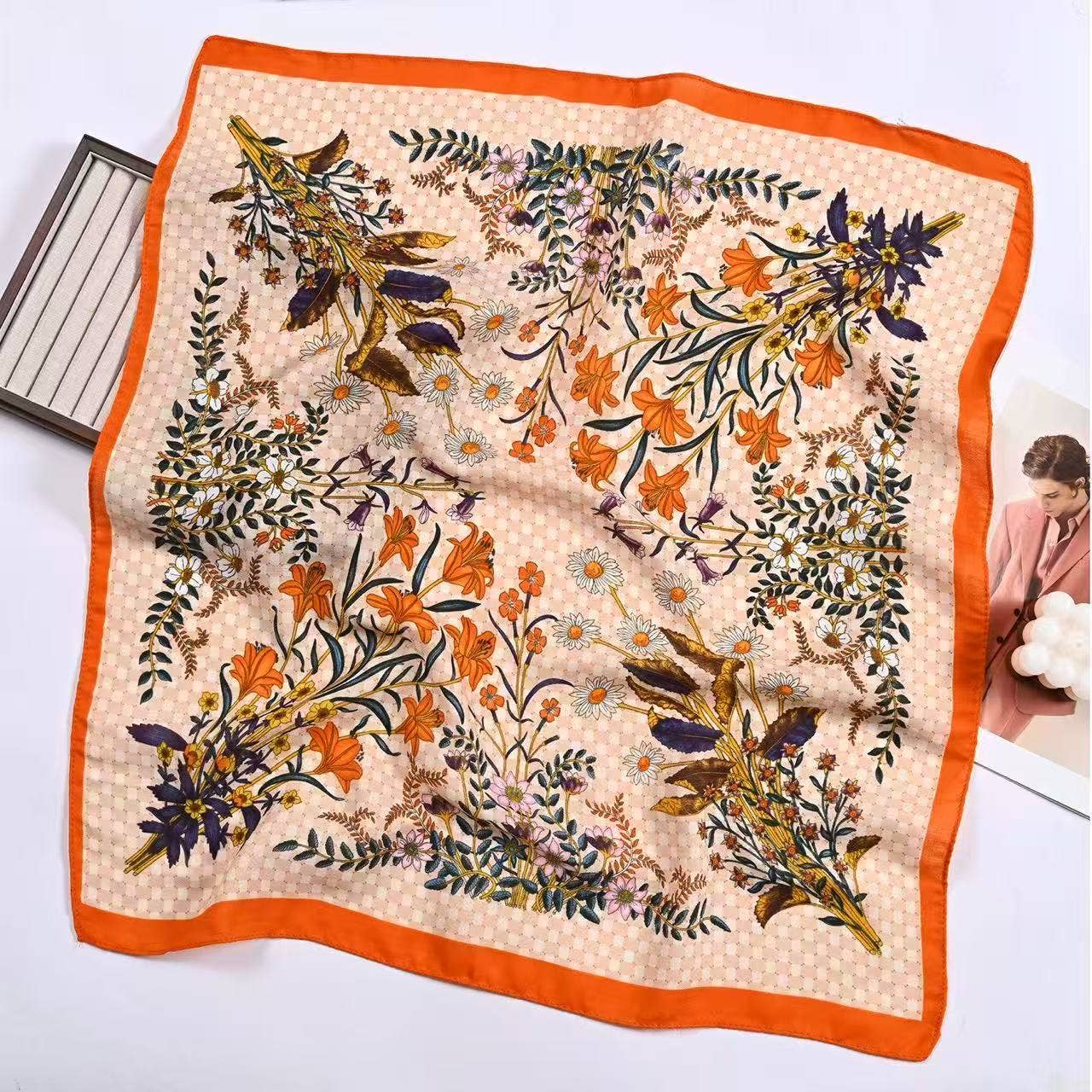 Orange Wildflowers Scarf