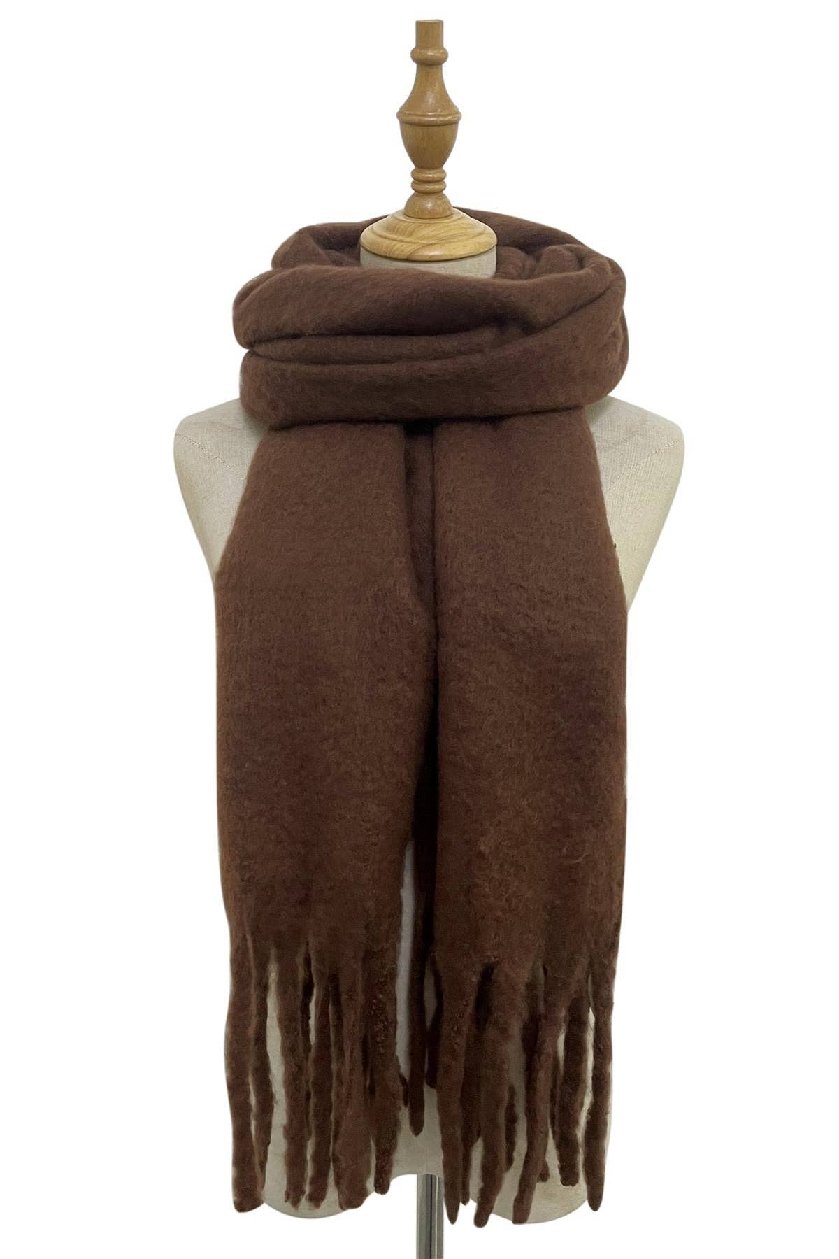 Tassel Blanket Scarf: Beige