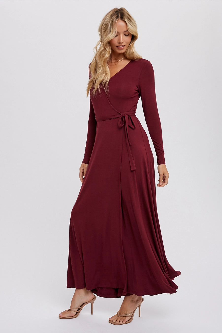Merlot Maxi Wrap Dress