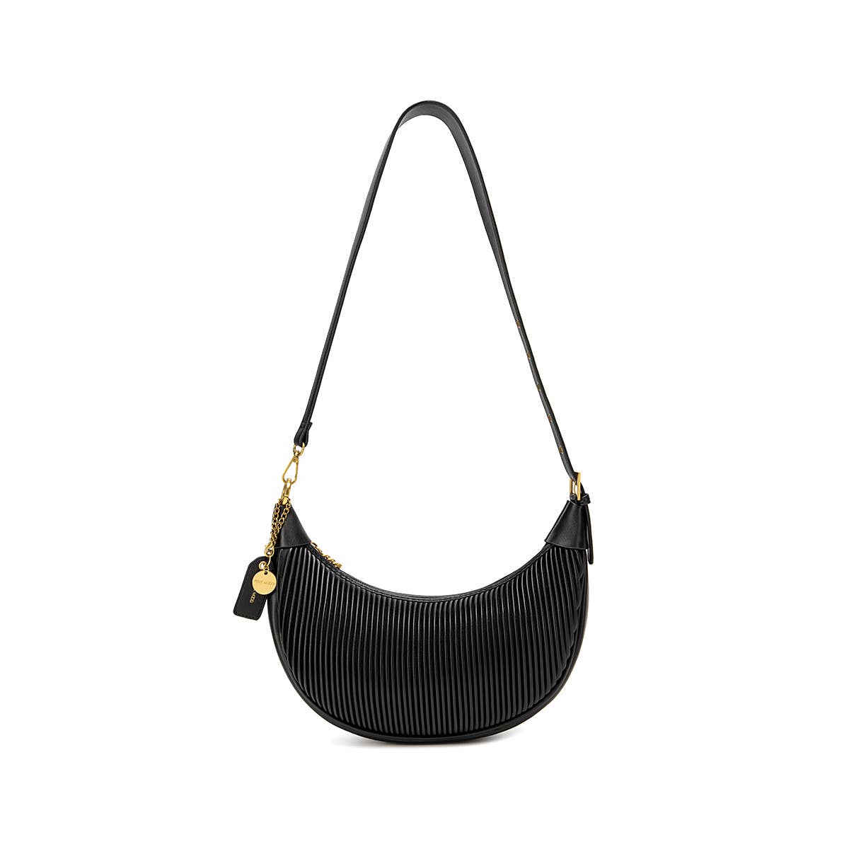 Crescent Recycled Vegan Crossbody Bag in Black