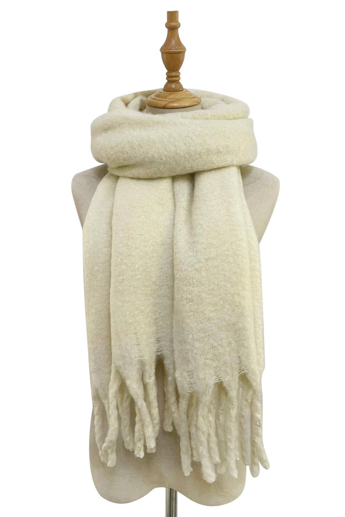 Tassel Blanket Scarf: Beige