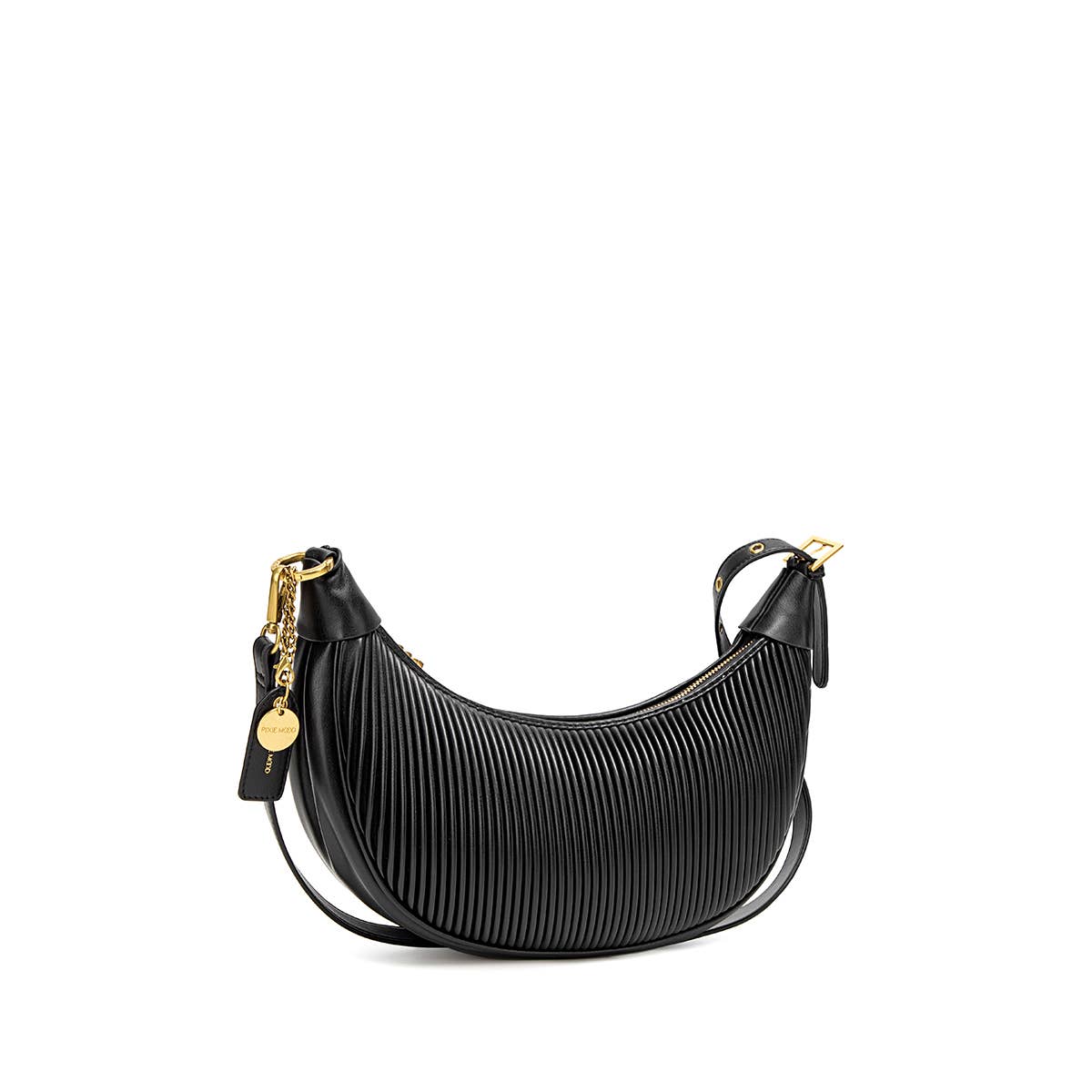 Crescent Recycled Vegan Crossbody Bag in Black
