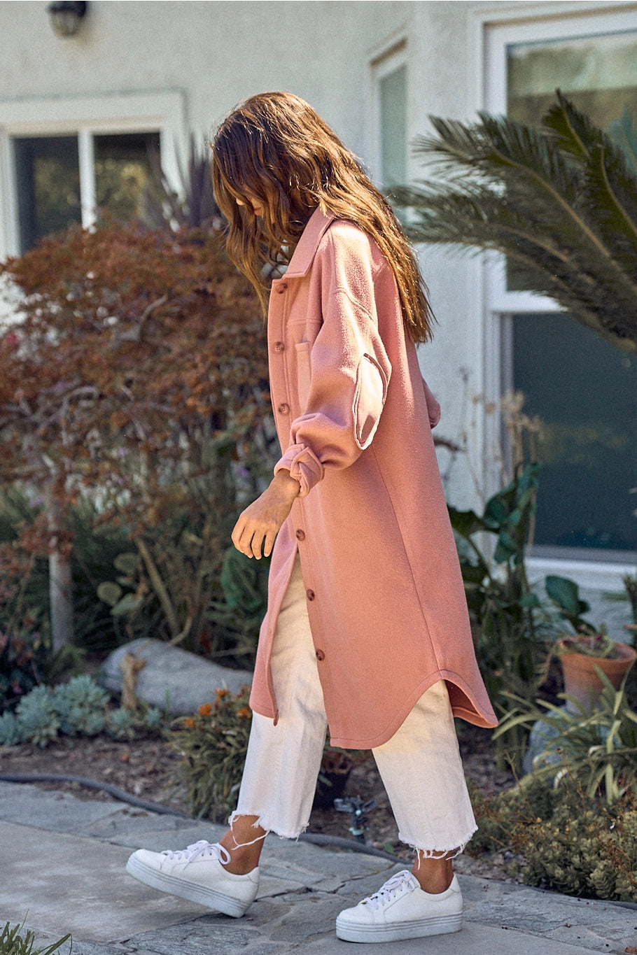 Amelia Long Jacket-Dusty Rose