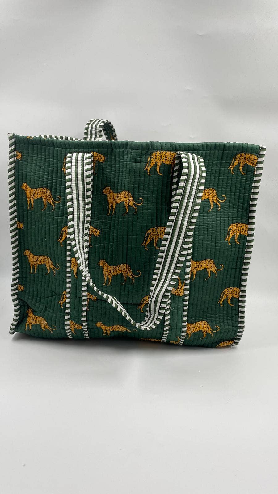Leopard Kantha Quilted Boho Reversible Tote Bag