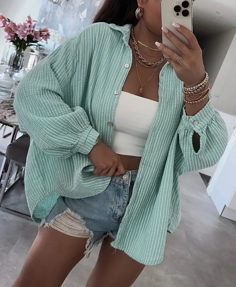 Joline Gauze Top in Seafoam