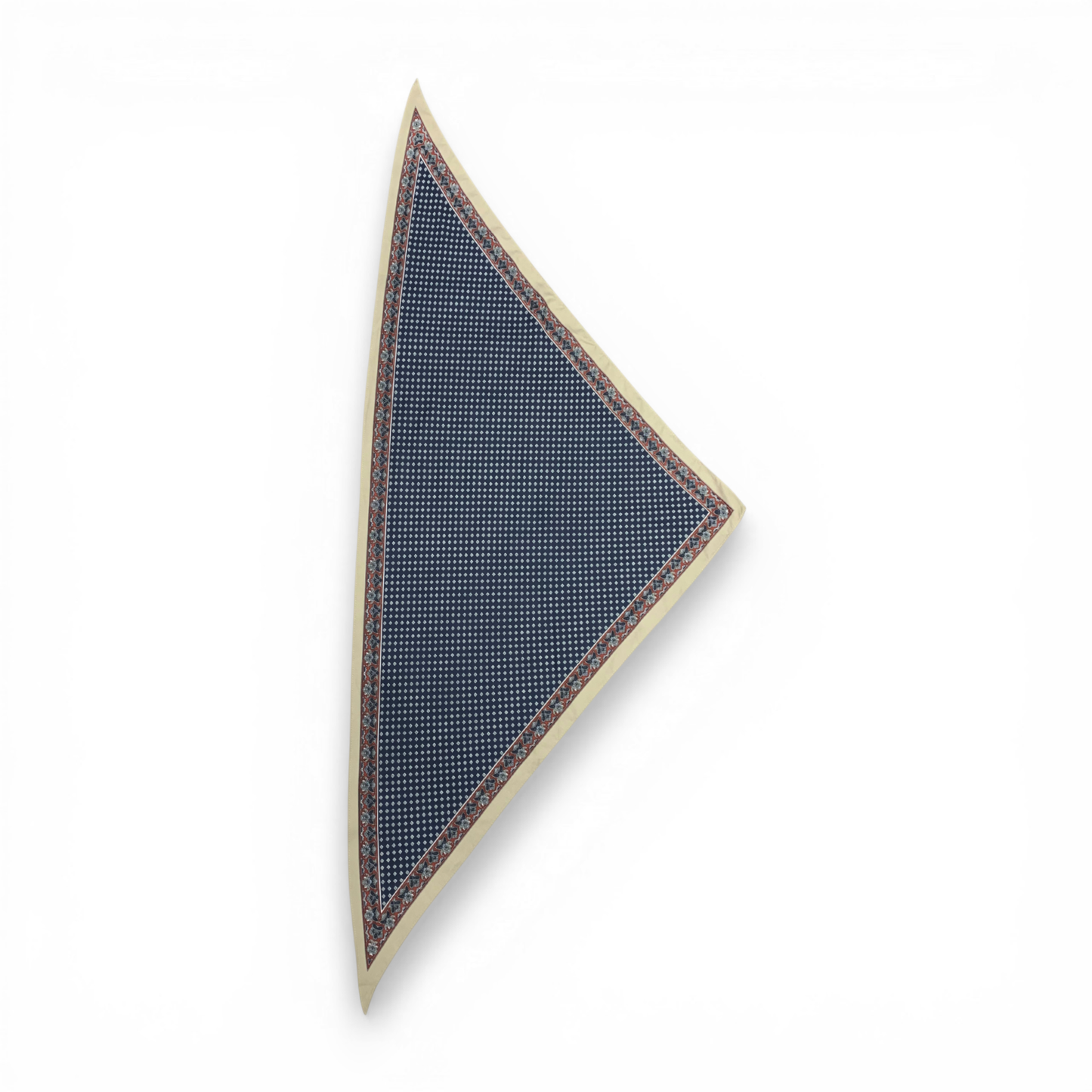 Silky Dotted Triangle Scarf in Navy