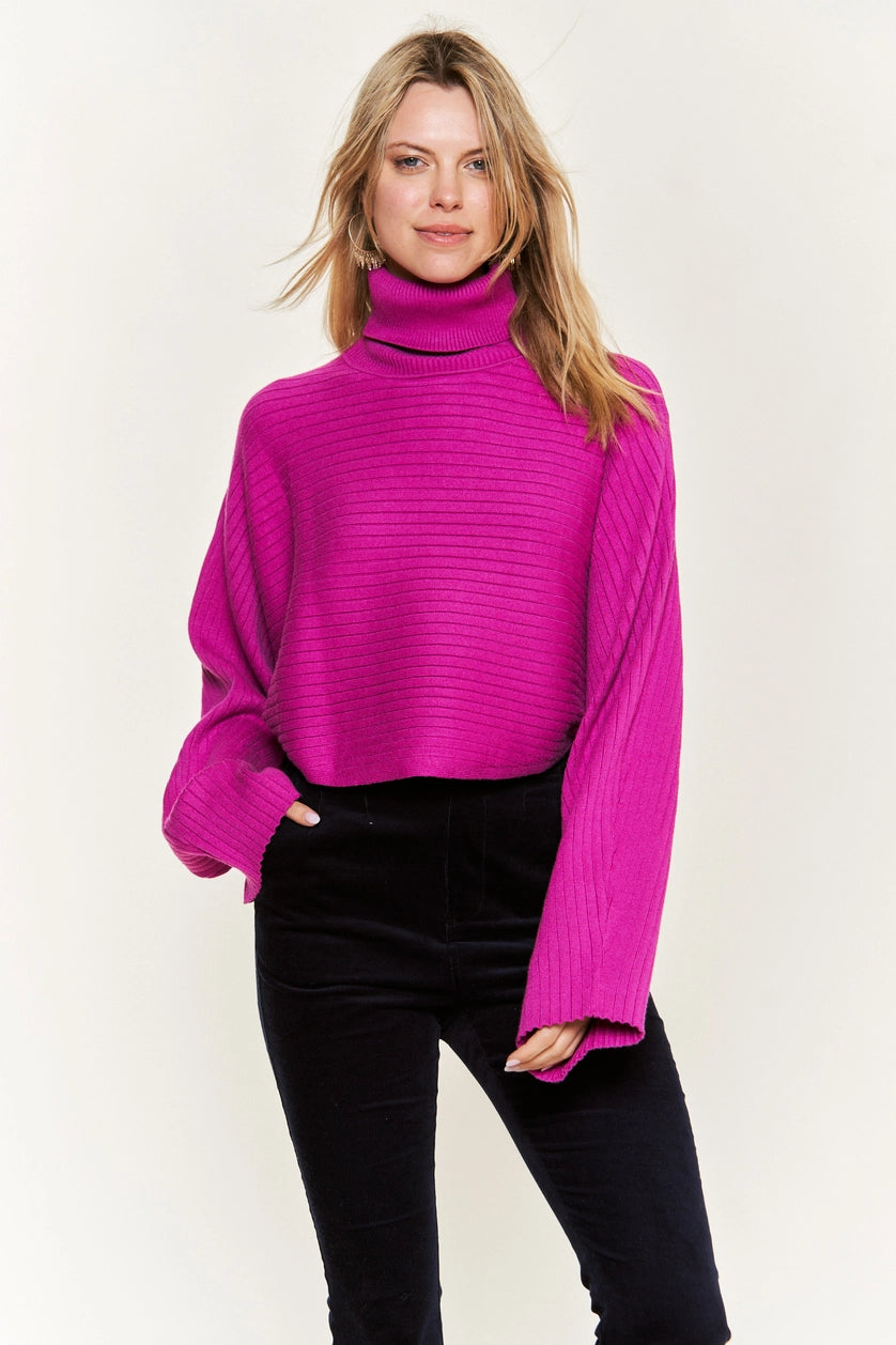 Sia Turtleneck Sweater-Fuschia