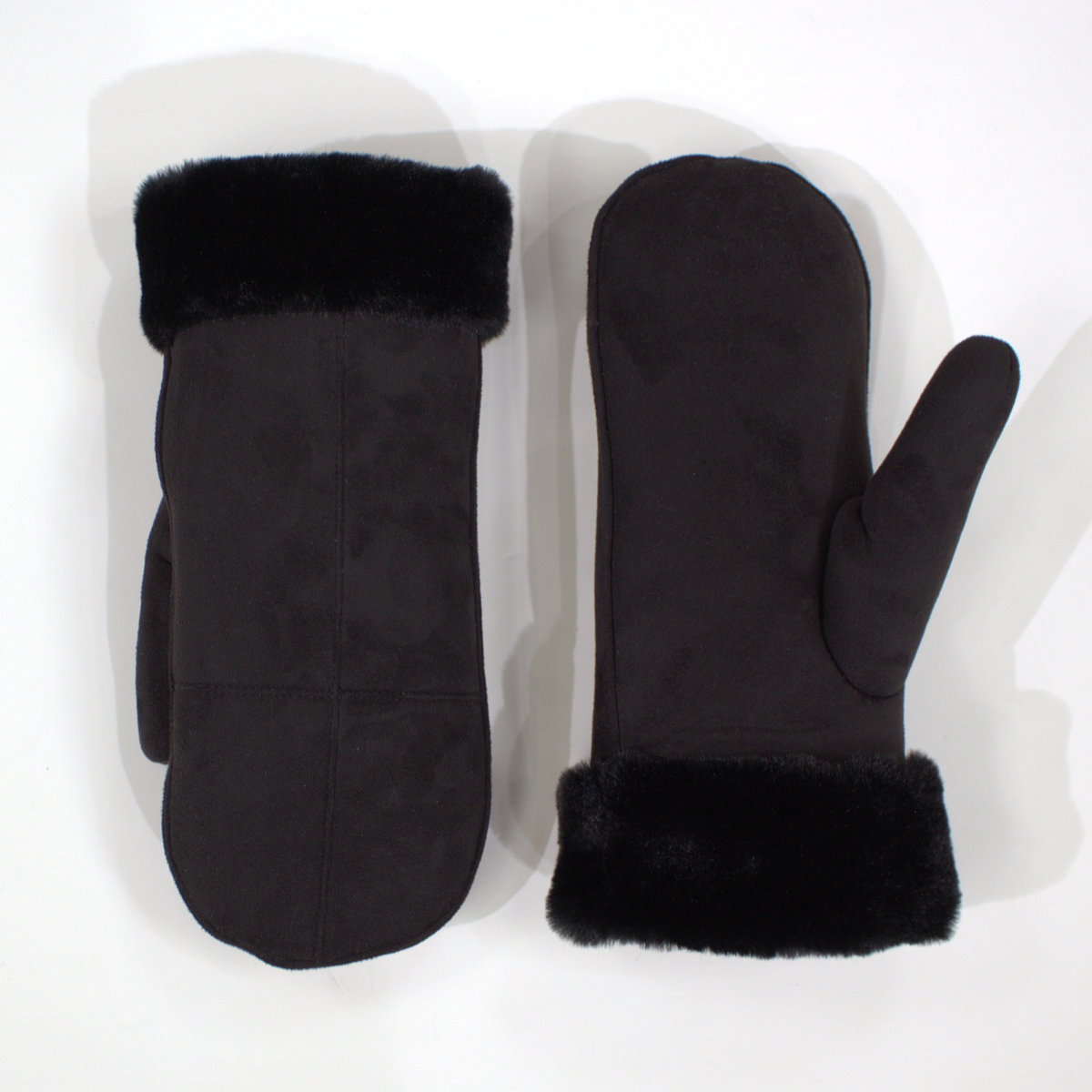 Black Faux Fur Cuff Mittens