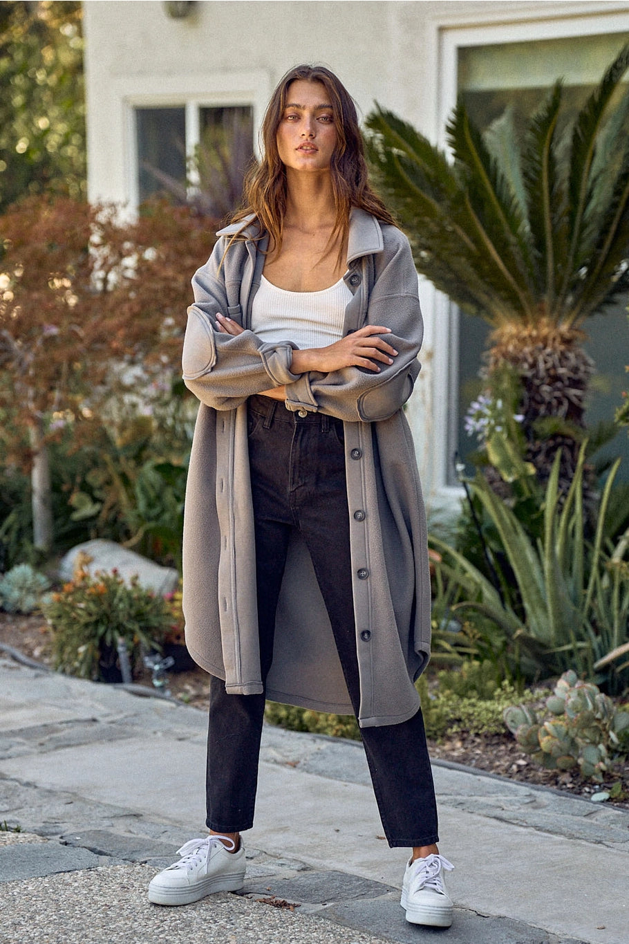 Amelia Long Jacket-Charcoal
