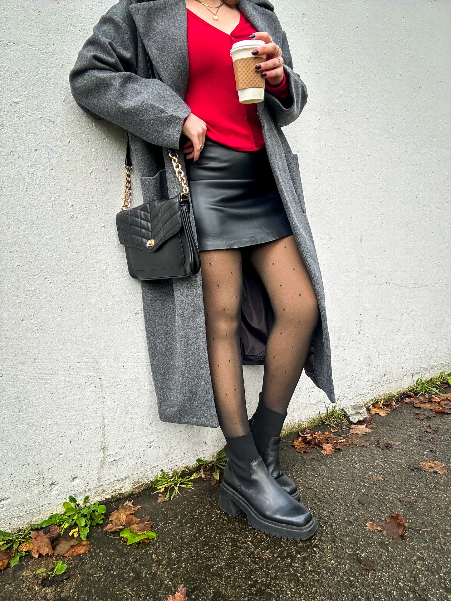 Polka Dot Faux Transparent Fleece Tights (Extended Sizes Available)