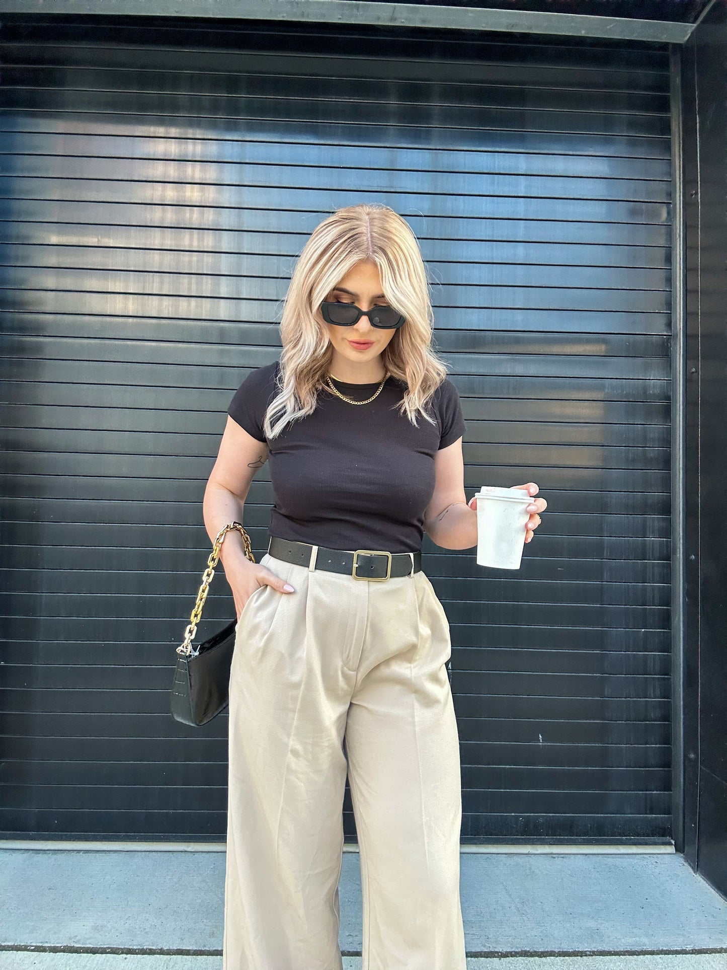 Black Ribbed T-Shirt