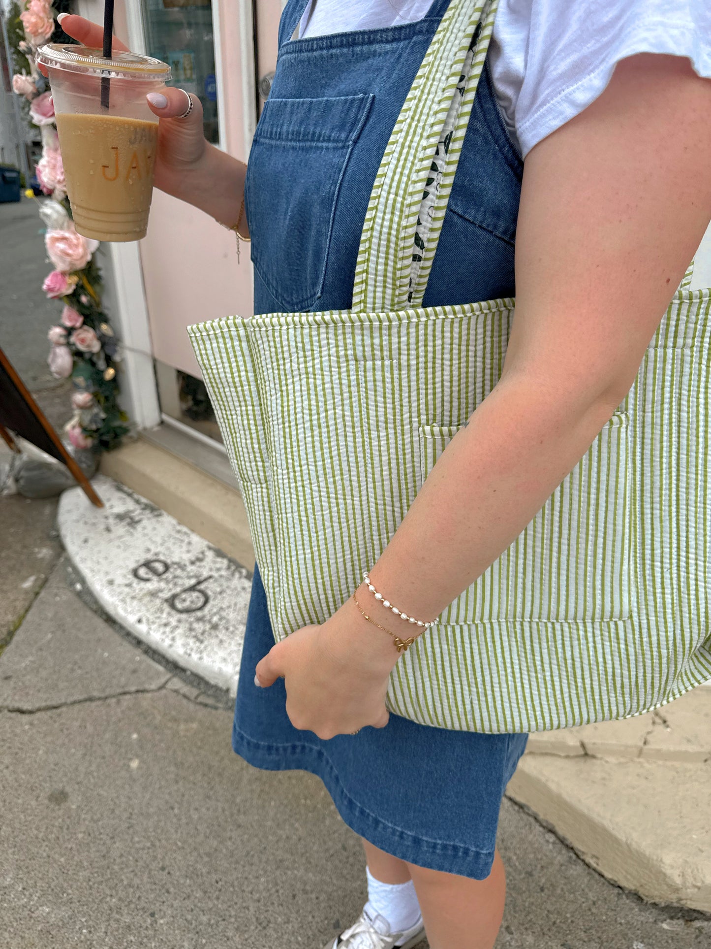 Ethereal Flower Kantha Quilted Boho Reversible Tote Bag