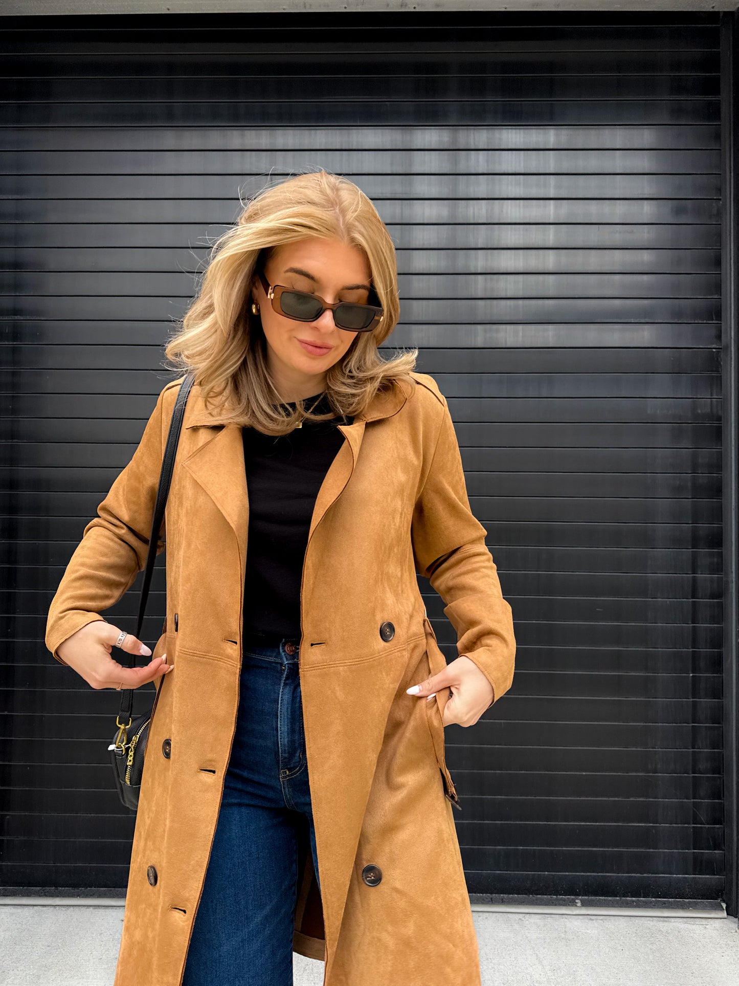 Arienne Faux Suede Trench Coat