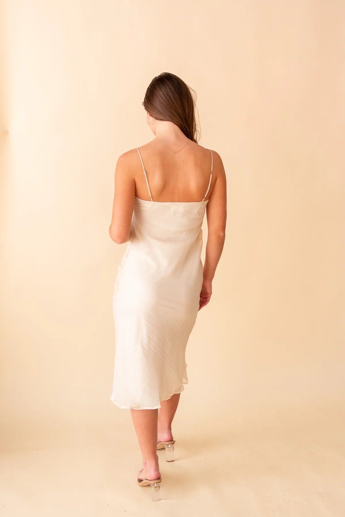 Blurred Gathered Bias Midi Dress - FINAL SALE