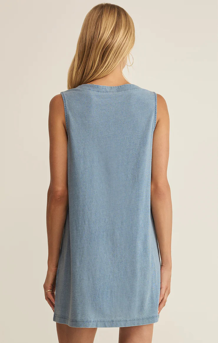 Solace Cotton Jersey Dress in Ocean Air Indigo