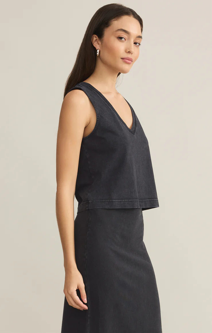 Sloane V-Neck Top in Black