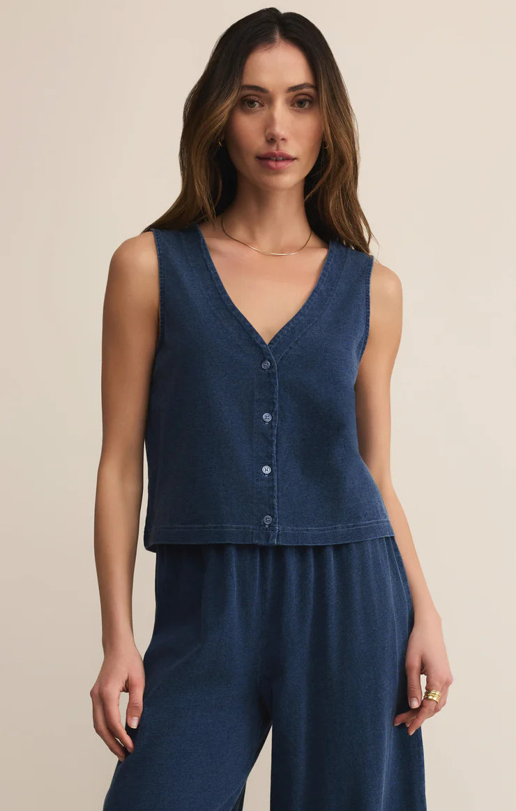 Solace Jersey Denim Top in Indigo