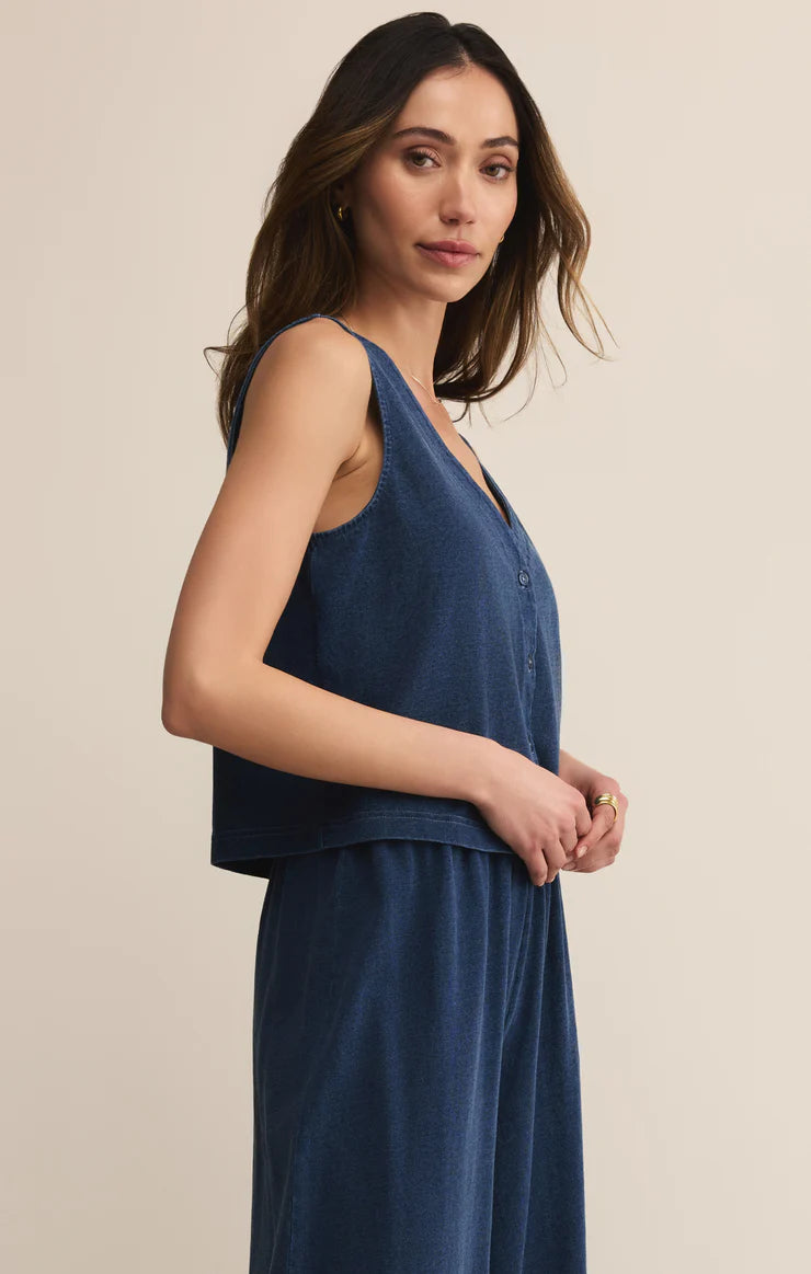 Solace Jersey Denim Top in Indigo