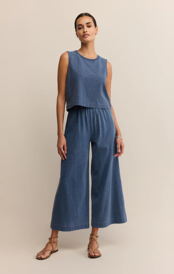 Sloane Jersey Muscle Tank in Vintage Indigo
