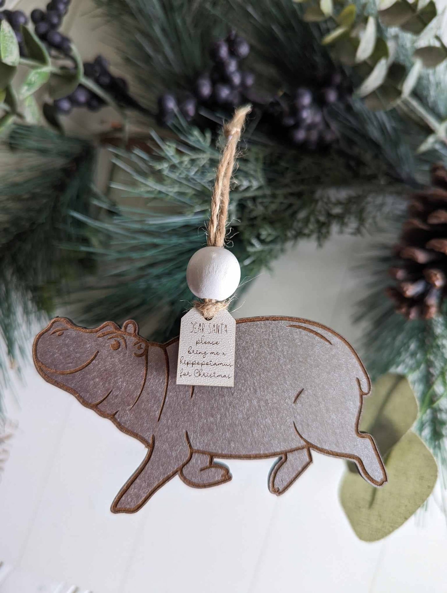I want a Hippo for Christmas Ornament