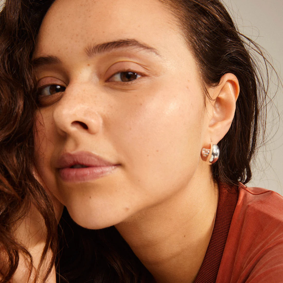 Amber Hoop-Silver