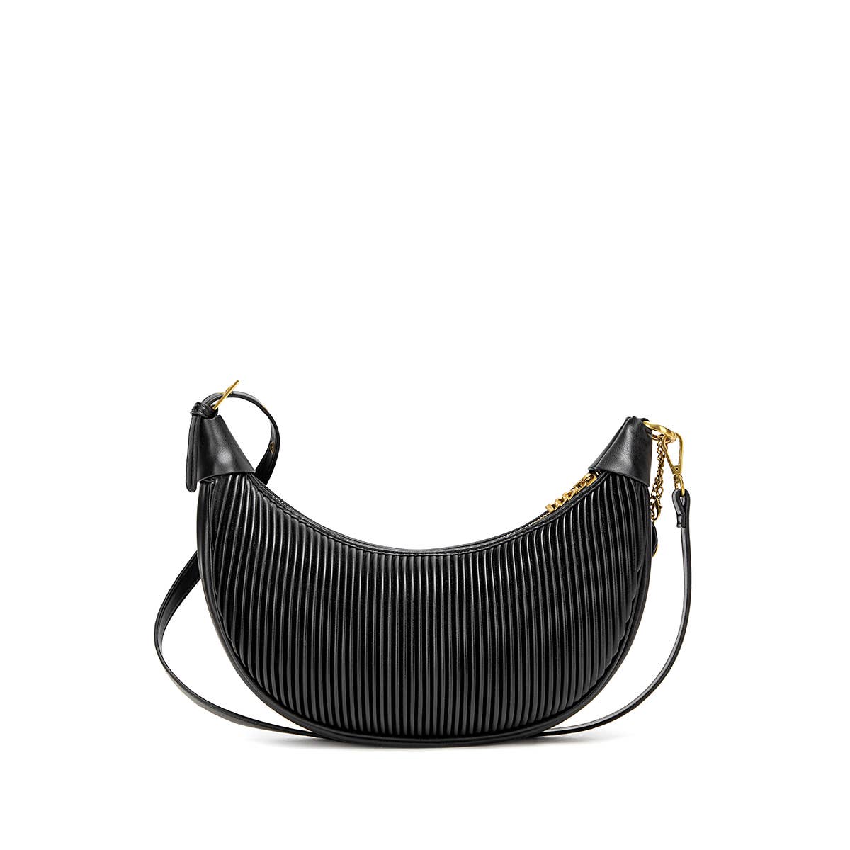 Crescent Recycled Vegan Crossbody Bag in Black