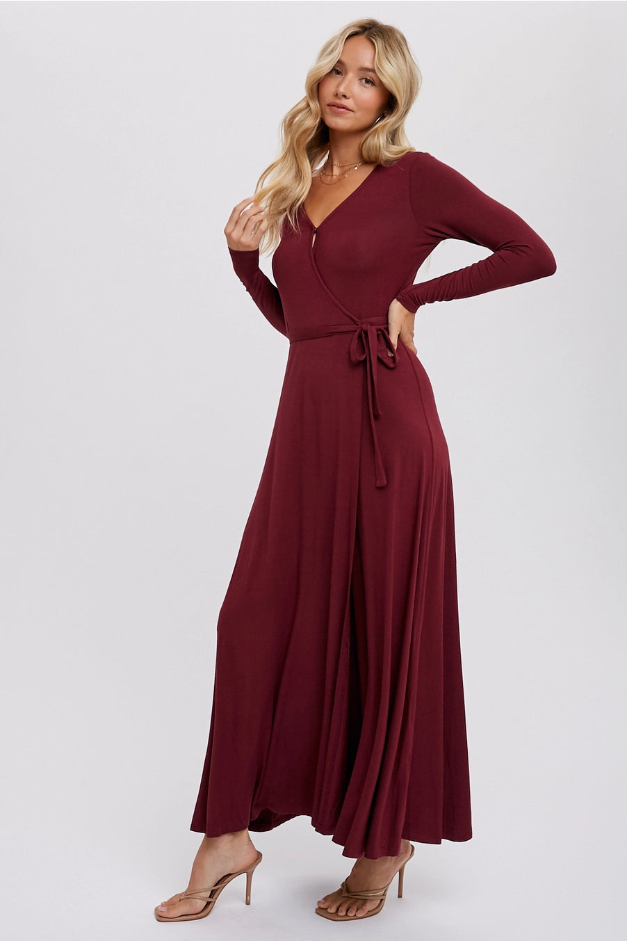 Merlot Maxi Wrap Dress