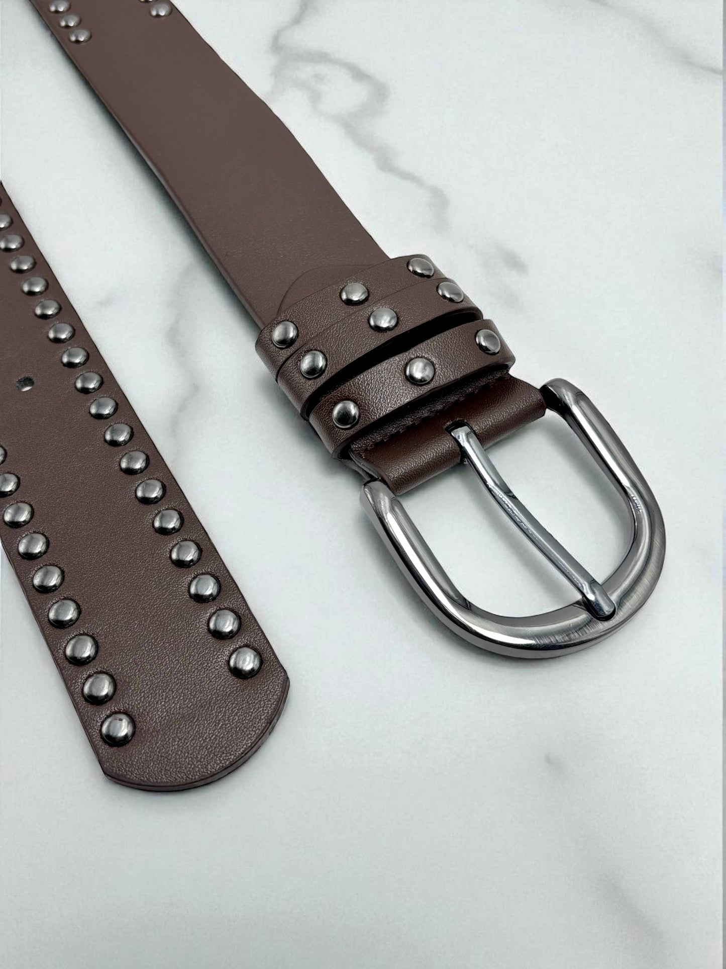 Studded Belt in Dark Brown