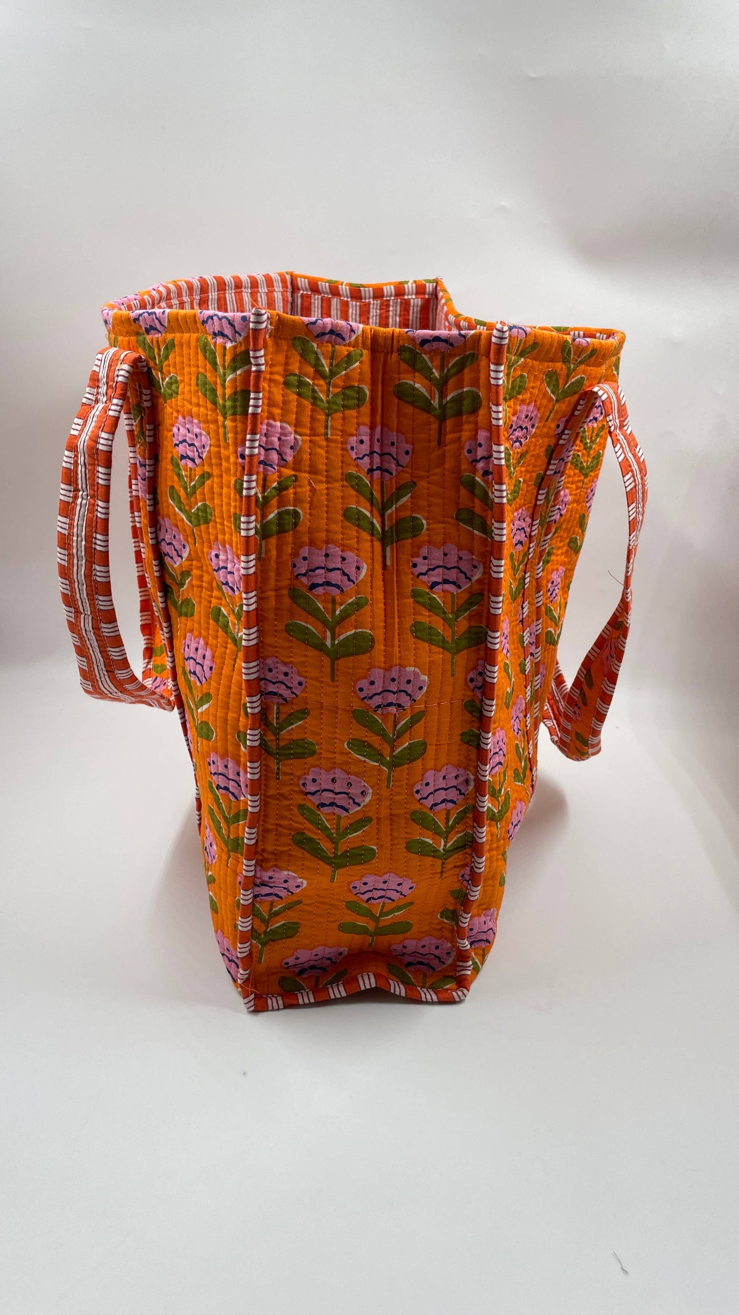 Boho Floral Kantha Quilted Reversible Tote Bag