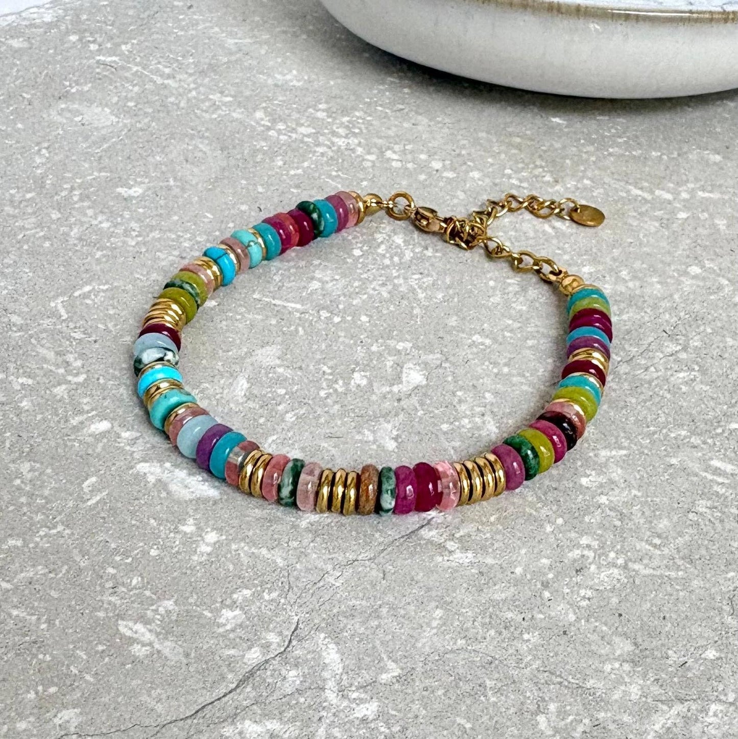 Stone And Gold Beaded Bracelet