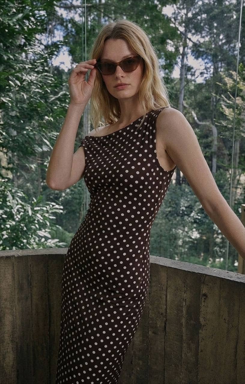 Heidi Polka Dot Dress in Navy