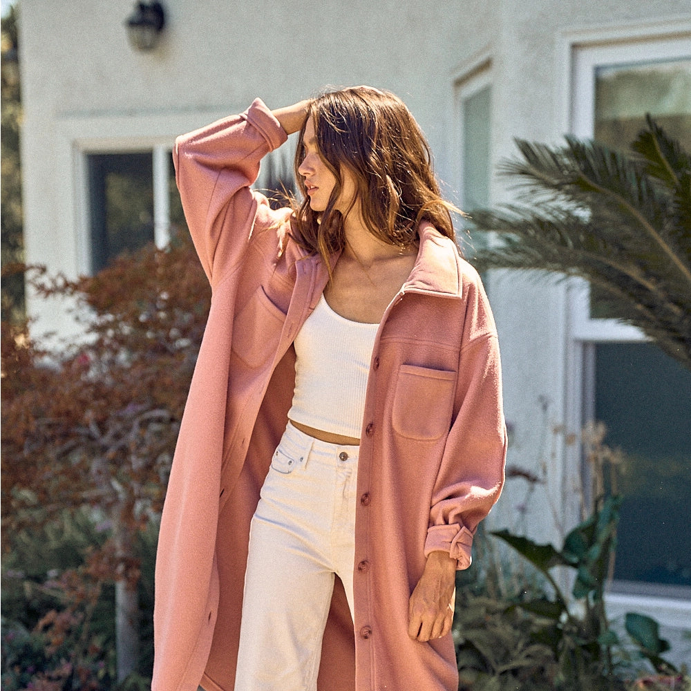 Amelia Long Jacket-Dusty Rose