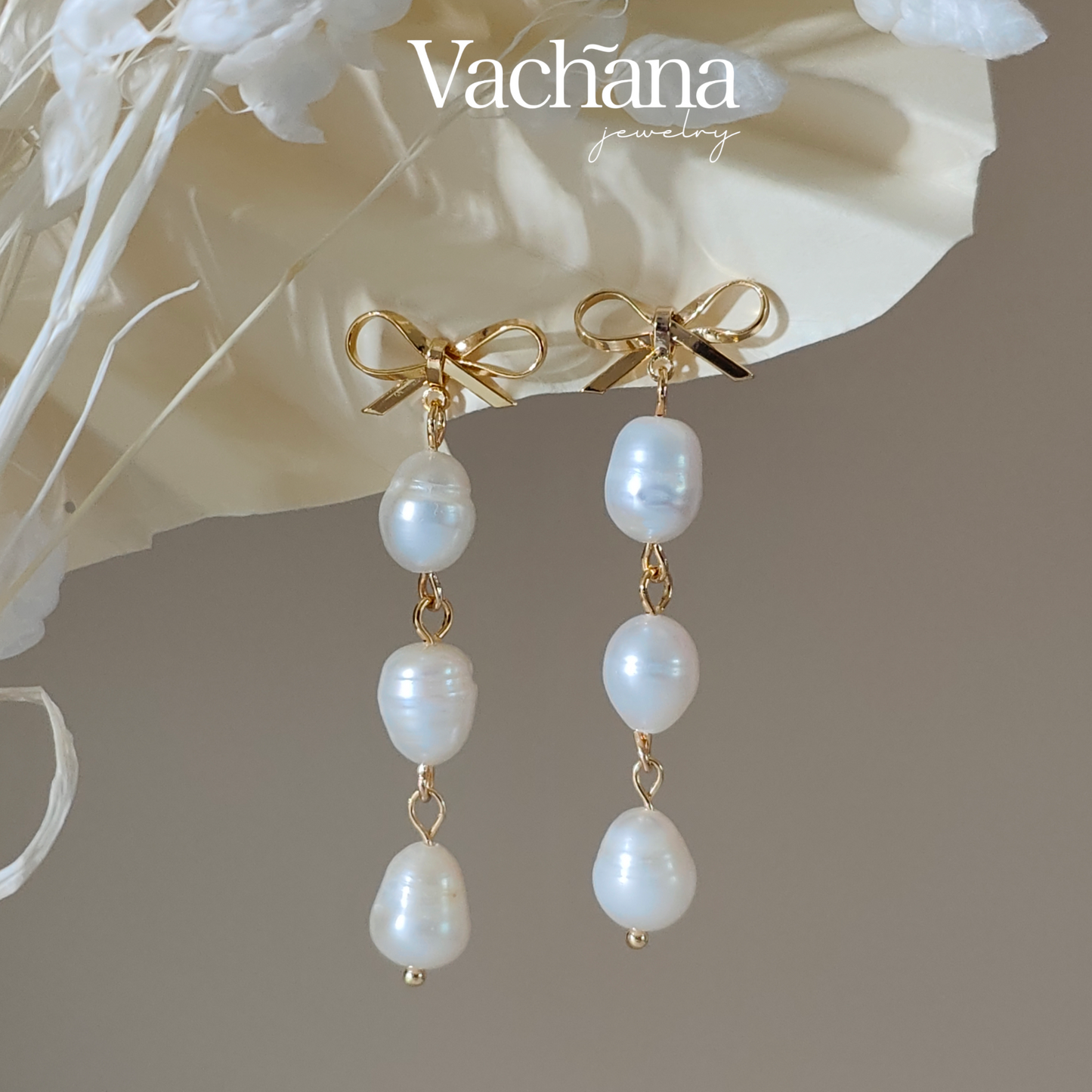 Bow Pearl Dangle Earrings