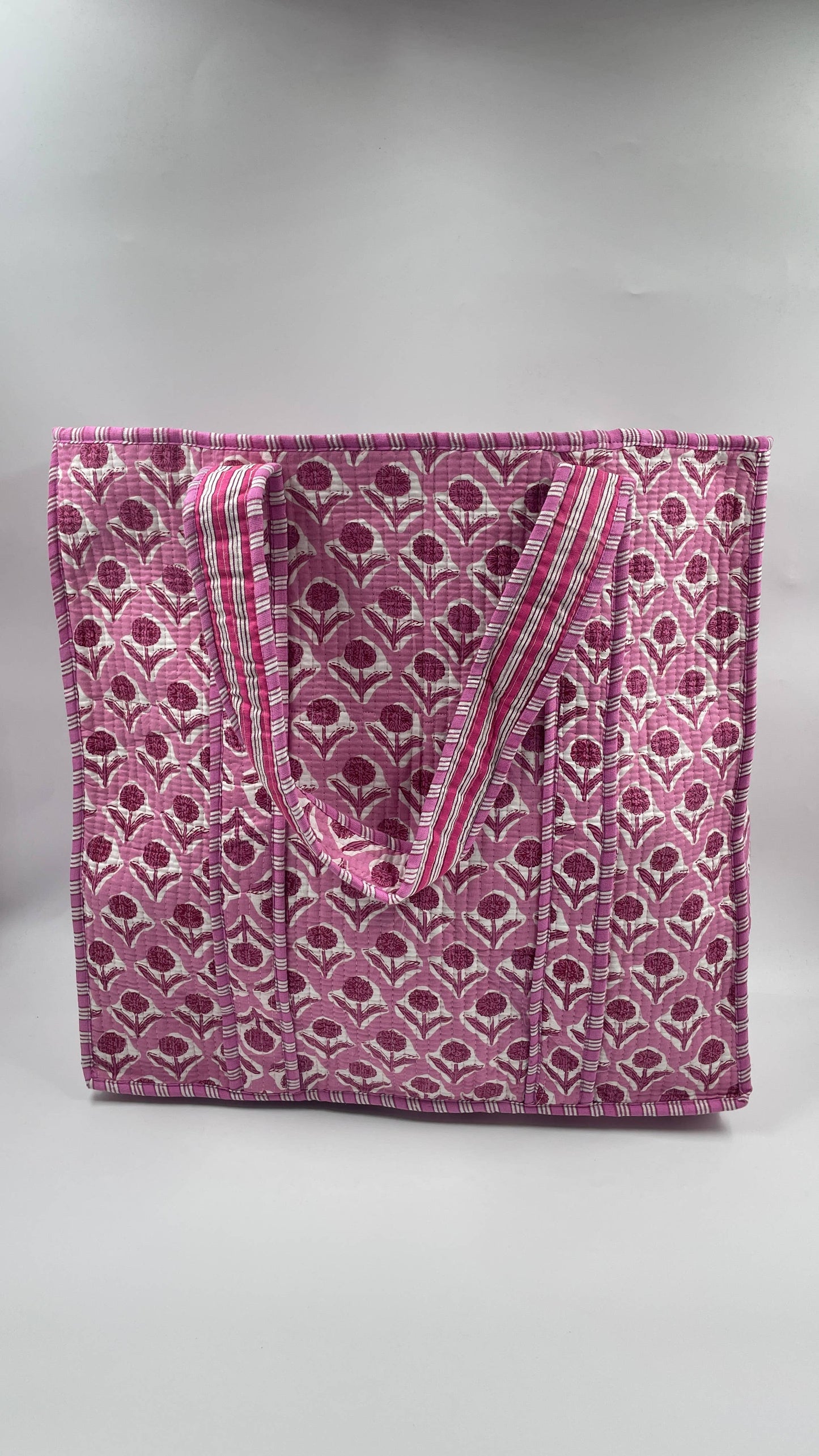 Maddie Kantha Quilted Boho Floral Reversible Tote Bag